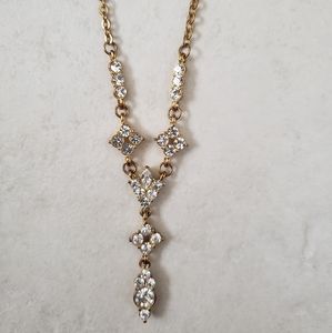 3/$20 NWT gold rhinestone lariat wedding necklace